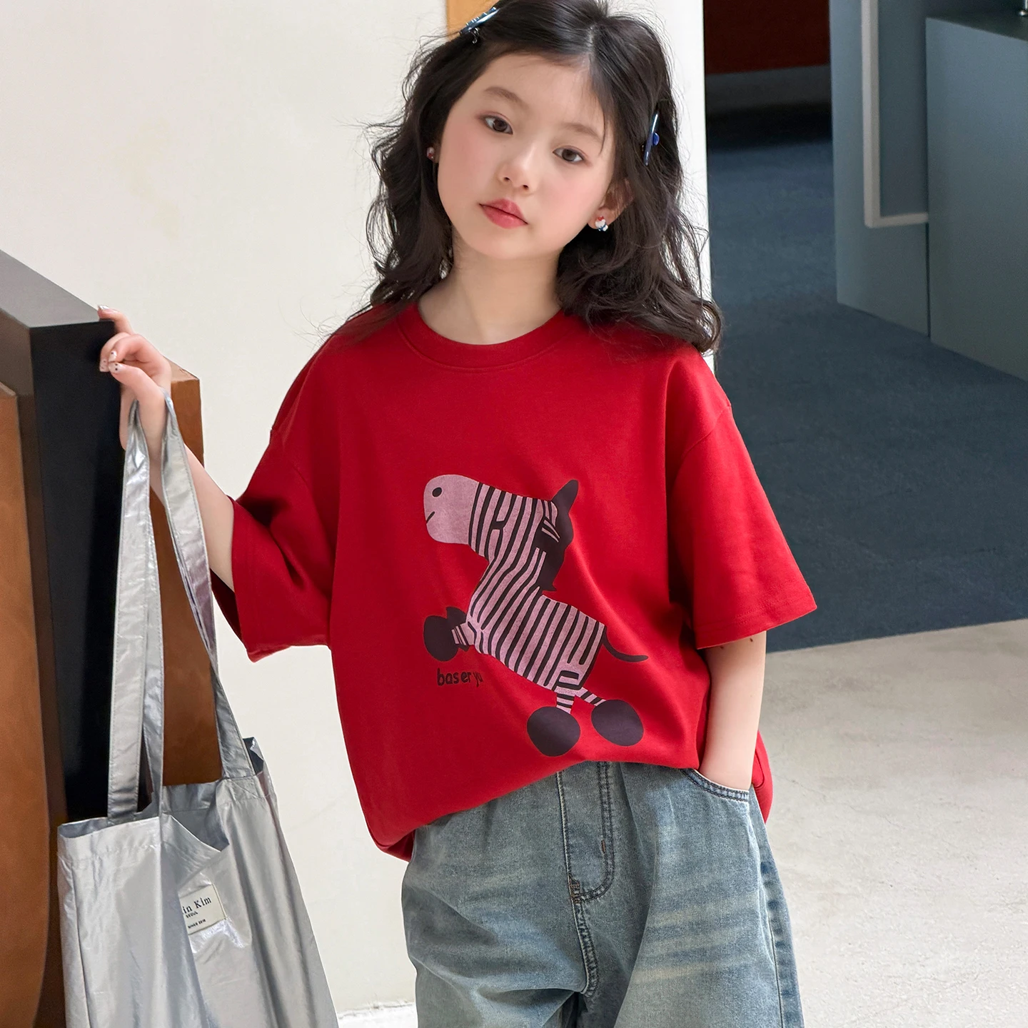 Girls' Short Sleeved T-Shirt Korean Style Western-Style Top Unique And Beautiful Design Children's Fashion Unique Tops