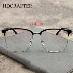 HDCRAFTER TR90 Metal Large Square Glasses Frame Men 155mm Fashion Oversized Myopia Eyewear Optical Prescription Eyeglasses Frame