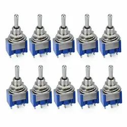 5pcs/10 Pcs Toggle Switch MTS-103 3 Pin ON/OFF/ON PDT 6A 125VAC/3A 250VAC Mini Switch Lever Switch blue S