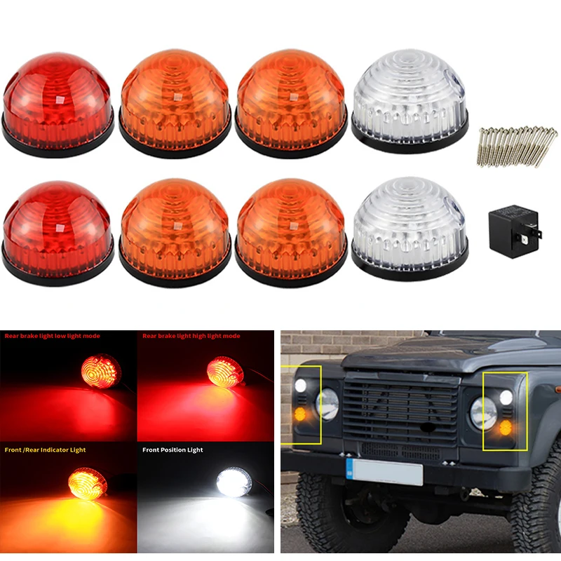 

8 шт. светодиодные передние белые фонари, задние красные стоп-сигналы для Land Rover Defender 1990-2016 Defender 90 110, передние и задние сигнальные огни