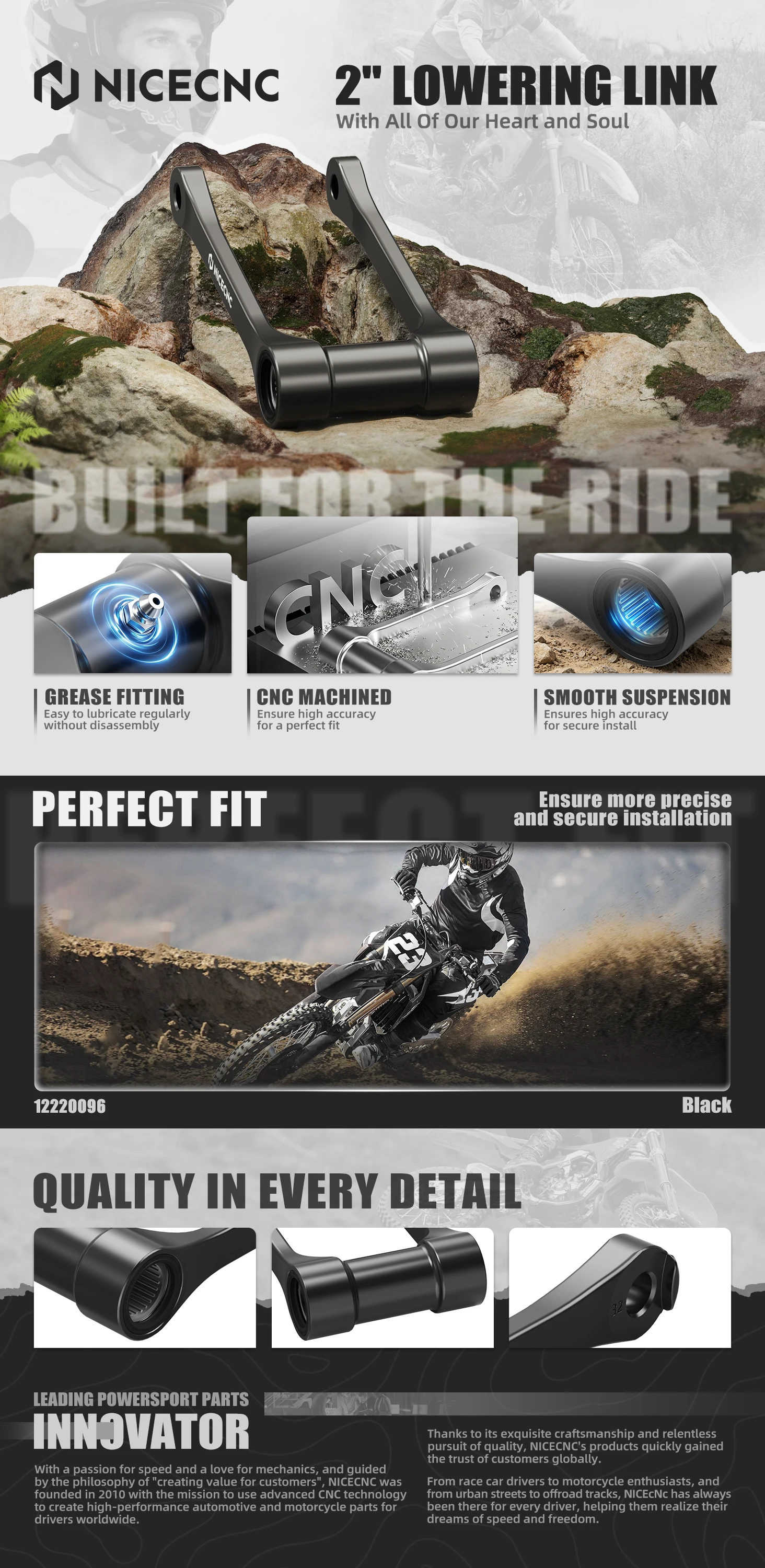 NICECNC Tieferlegungssatz 2 Zoll für Honda 2025-2026 CRF250R CRF450R Motorrad CRF250RX CRF450RX CRF250RWE CRF450RWE CRF 250R 450R – Detail 1