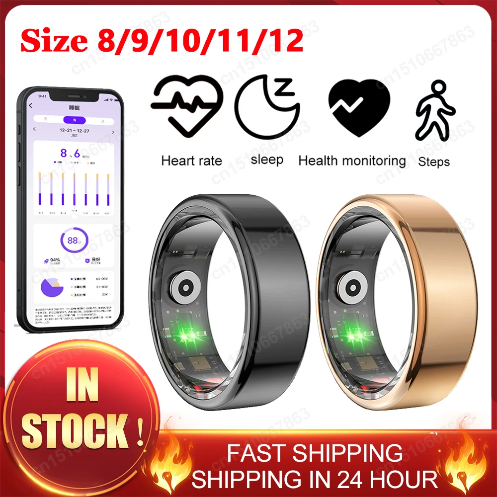 R02/R03/R06 Bluetooth Smart Ring Multifunctional Health Tracker Ring Step Heart Rate Blood Oxygen Monitor Waterproof Men Women