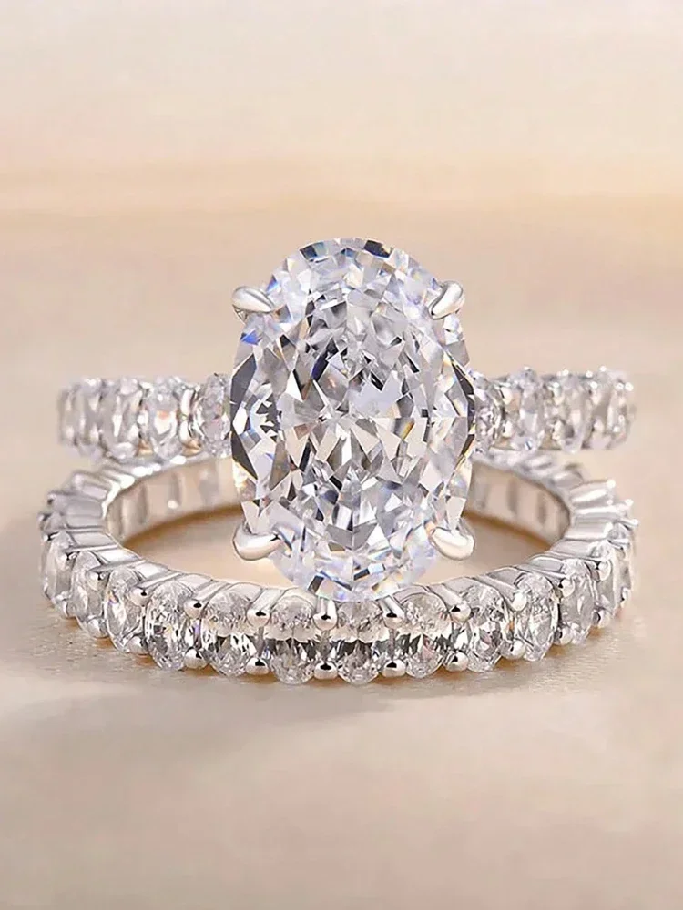 925 sterling zilver glanzende geavanceerde ovale zirkoon set ring voor vrouwen dagelijkse outfits feest luxe hoge kwaliteit fijne sieraden