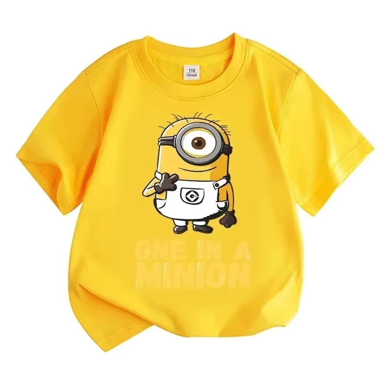 

Summer Minions Cartoon Cute Printed Children's T-shirt Fashion Baby T-shirt 100% Cotton Boys and Girls Short Sleeve
