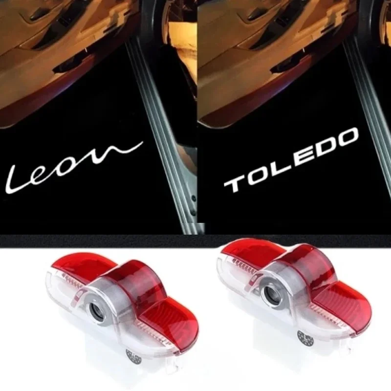 2Pcs LED Car Door Ghost Shadow Logo Projector Light Decoration Lamp For SEAT Alhambra Leon MK1 2005 2006 Accessories view 2