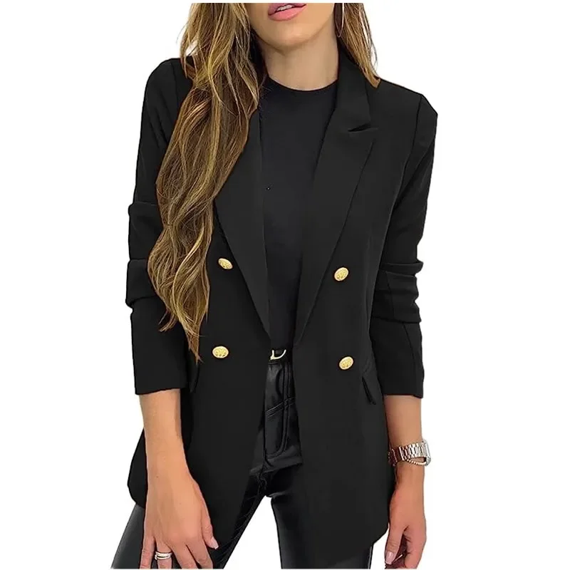 2024 New Solid Color Blazers for Women Jacket Casual Long Sleeve Lapel Button Coat Jacket Women