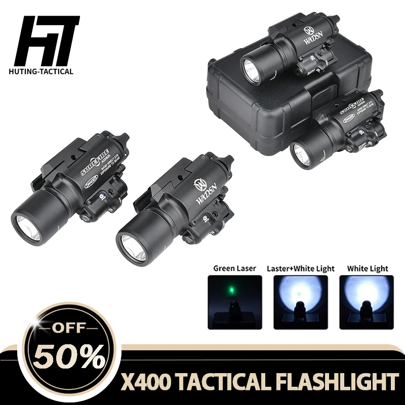 

WADSN Surefir X400U X400 Ultra Tactical Flashlight with Red/Green Laser indicator Pistol Handgun Gun Light Hunting Lighting