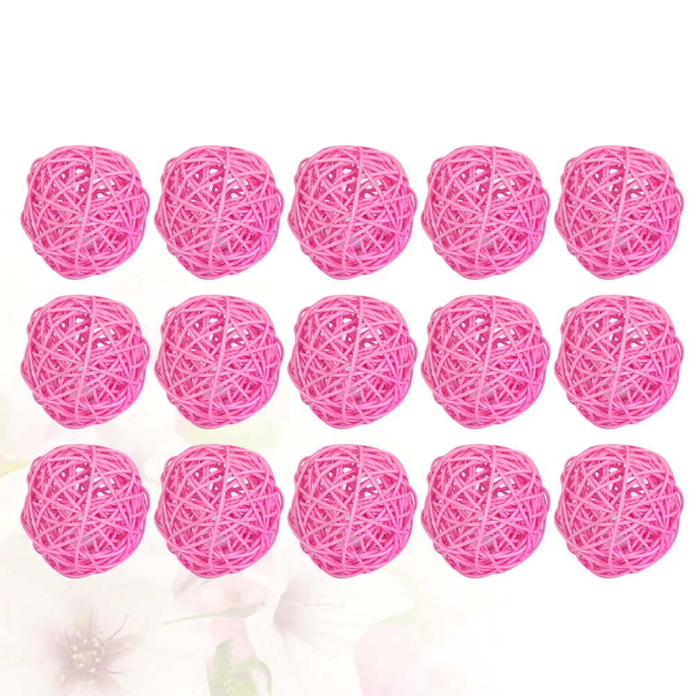 

15pcs Wicker Rattan Ball 5Cm Pink Vine Pendant For Diy Tree Hanging Ornament Home Office Party Decoration Crafts