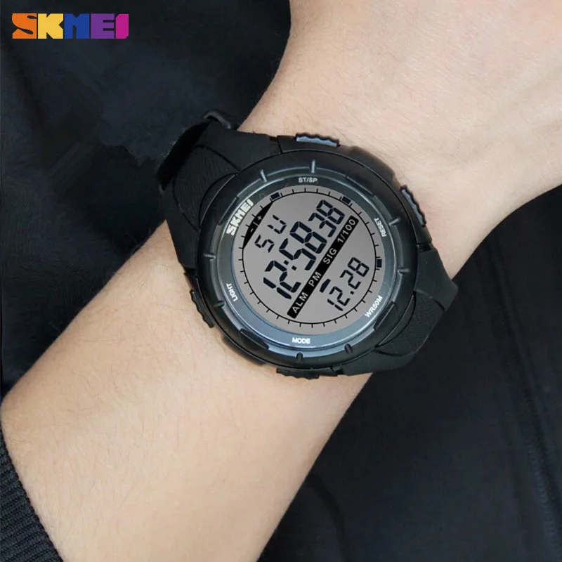 SKMEI-reloj deportivo a la moda para hombre, cronógrafo militar, sencillo, despertador, resistente a los golpes, Digital, 1025