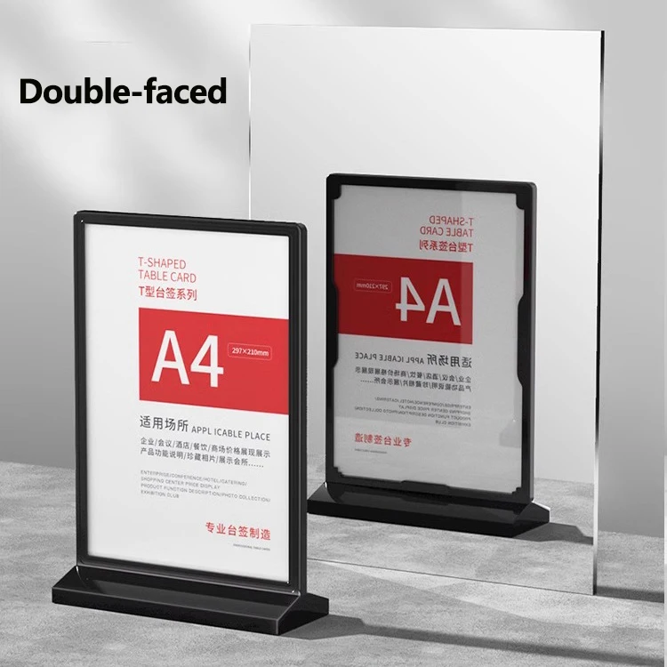 A4/A5/A6 Acrylic T-Shaped Table Sign Holder Display Card Stand Menu Holder Advertising Sign Double-Sided Table Card Restaurants
