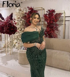 Floria Long Mermaid Dark Green Cocktail Dress Luxury Women Party Gowns Beaded Wedding Dinner Gowns Fashion Birthday Wear 2024