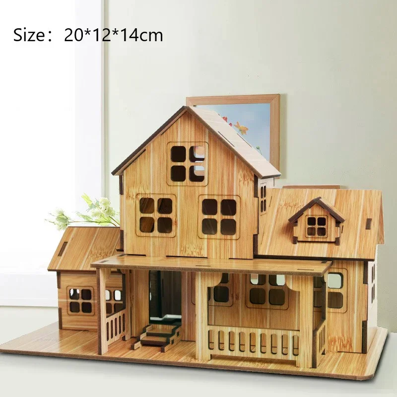 DIY wooden three-dimensional puzzle handmade cross-border popular building model toy house