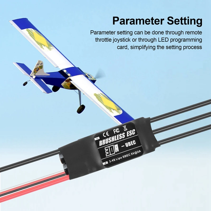 30A Brushless ESC 2-3S Lipo Support BEC Output with Programming Card for RC Car Boat Aircraft DIY Parts-A13G