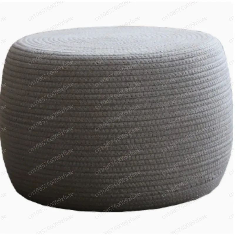 Hand Woven Cotton Rope Floor Cushion Round Pouf Stool Portable Meditation Seat For Bedroom Living Room