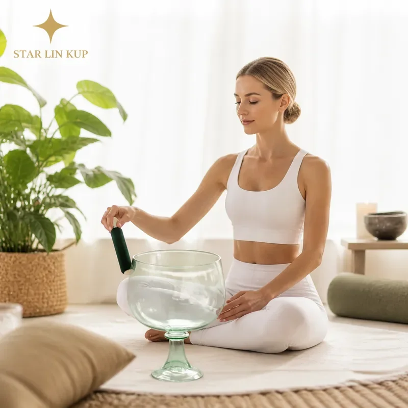 STAR LIN KUP Green Crystal Singing Bowl 432Hz Perfect Pitch F Note Heart Chakra F# Thymus Chakra Healing Meditation Sound
