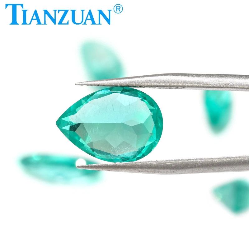 

Pear Shape Lab Grown Neon Paraiba Blue Yttrium Aluminium Garnet Synthetic YAG Loose Paraiba Blue YAG with AGL certificate