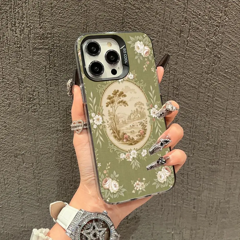 

Green Persian style case for iPhone17 16 15 14 13 12 11 Pro/ Max/Plus shock-proof rear cover anti-fingerprint