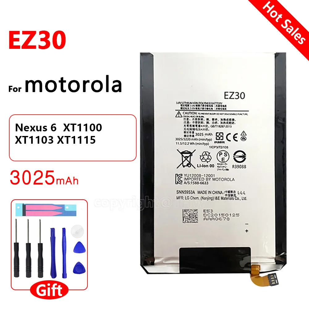 Original New EZ30 3025mAh Replacement Phone Battery For Nexus 6 Google XT1115 XT1110 xt1103 nexus6 Mobile Batteries