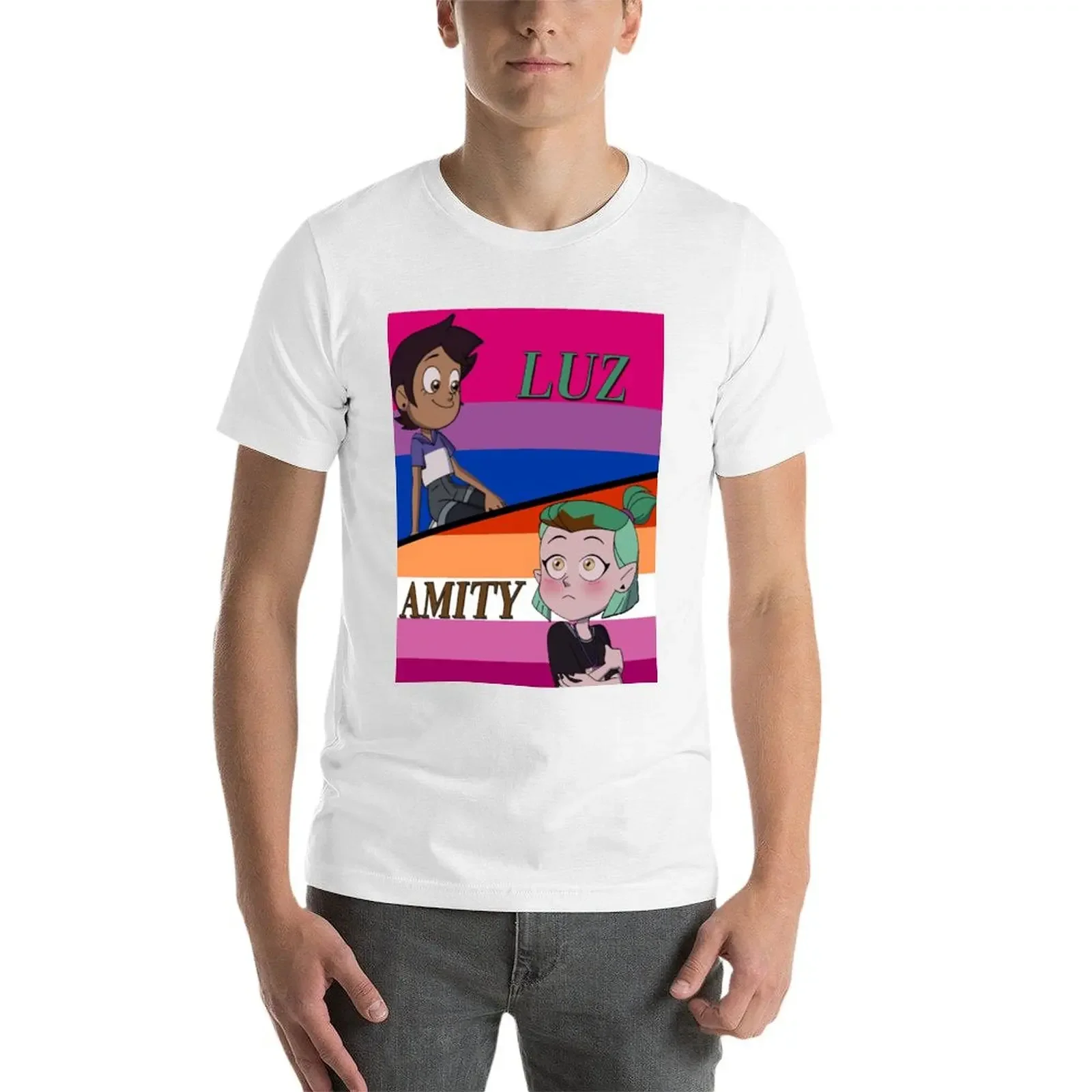 Owl House Amity and Luz season 2 T-shirt animal prinfor boys Short sleeve tee funnys plain men