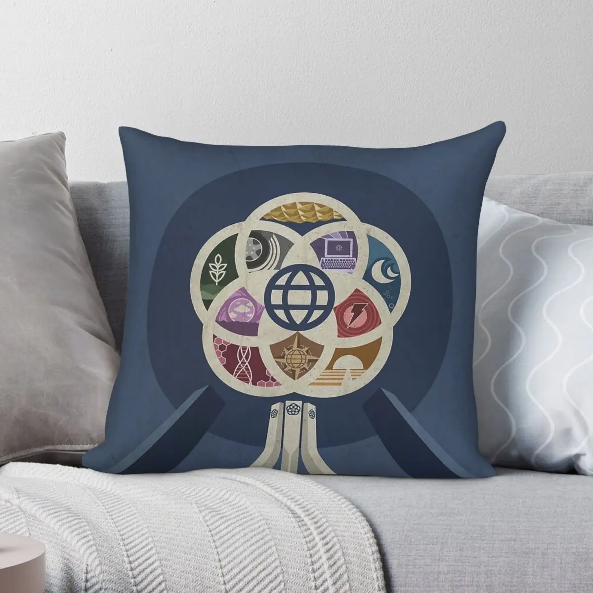 Epcot Center Pillowcase Polyester Linen Velvet Creative Zip Decorative Home Cushion Cover