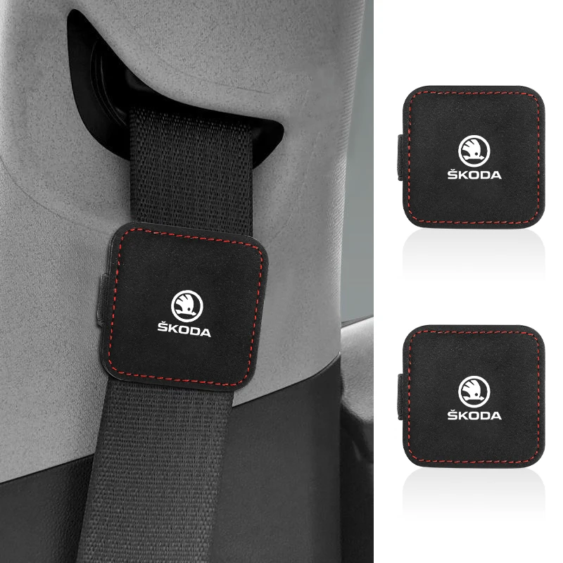 Car Seat Belt Clip Magnetic Safety Fixed Limiter PU Seat Belt Fixed Limit Card Clip Accessories For Skoda Rapid Octavia Fabia