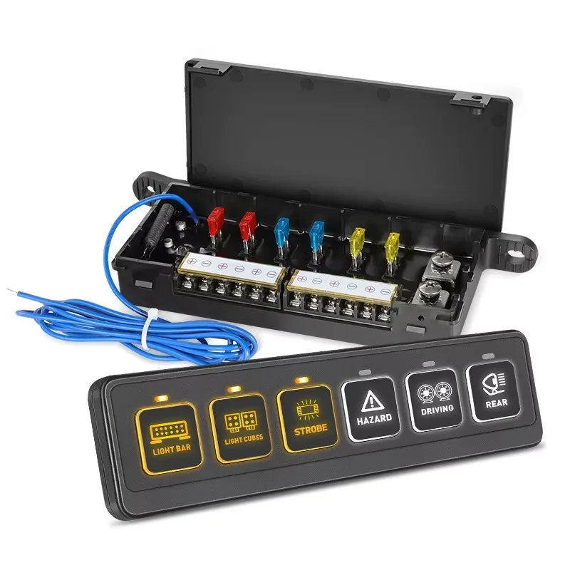 12V 24V Universal 6-Position Switch Wireless Switch Panel Auxiliary Circuit Control Relay System for Trucks