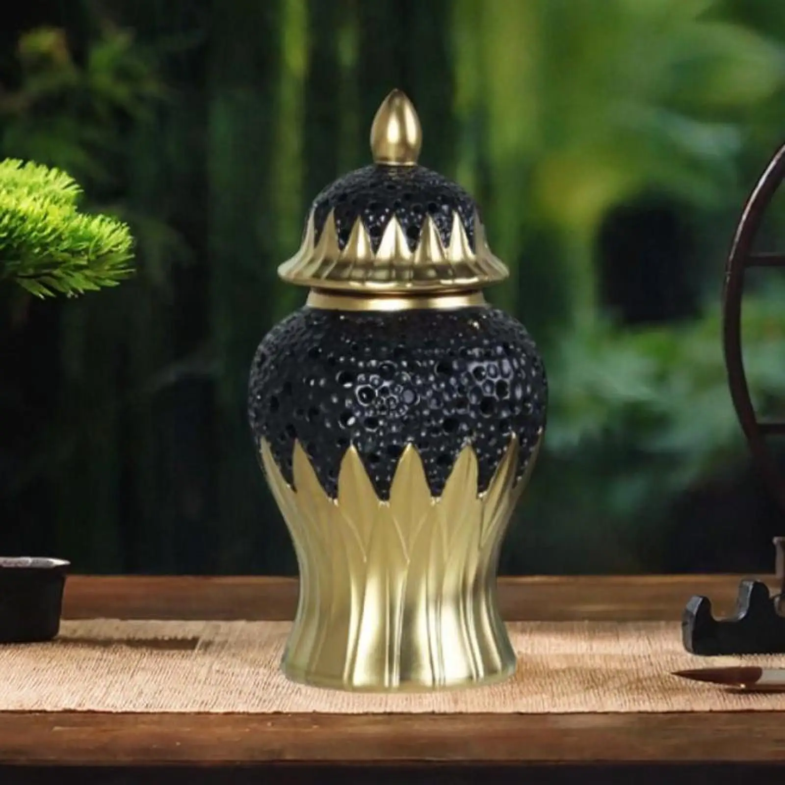 

Ceramic Ginger Jar Housewarming Gift Art Crafts Centerpiece Table Decoration for Bookshelf Wedding Party Kitchen Dining Room