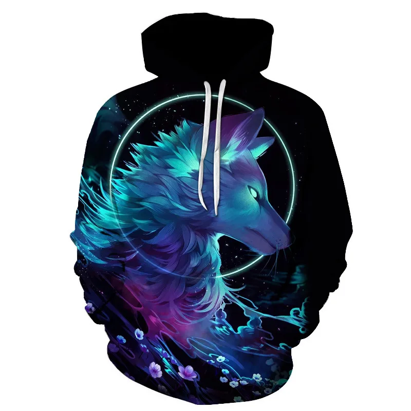 

The New Four Seasons 3D Printing Cool Wolf Pattern Hooded Long-sleeved Sweatshirt For Men And Women Fashion Oversized Hoodie