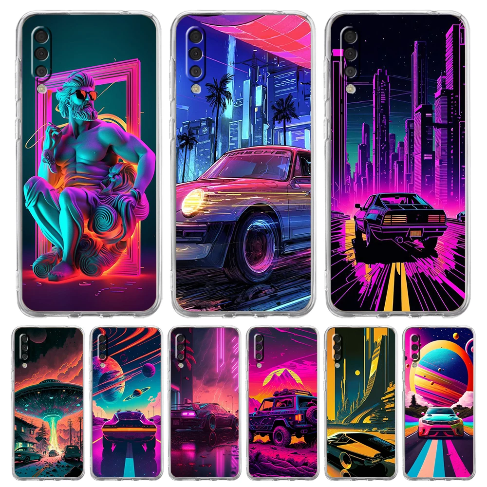 Synthwave Retro Luxury Transparent Phone Case for Samsung Galaxy A12 A02 A03S A50 A70 A40 A10 A20 A30 Cover Silicone Shell Bags