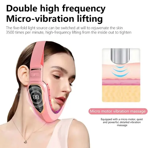 Dispositivo de elevación Facial, terapia de fotones LED, masajeador de vibración adelgazante Facial, masajeador de vibración Facial calentado con doble mentón en V