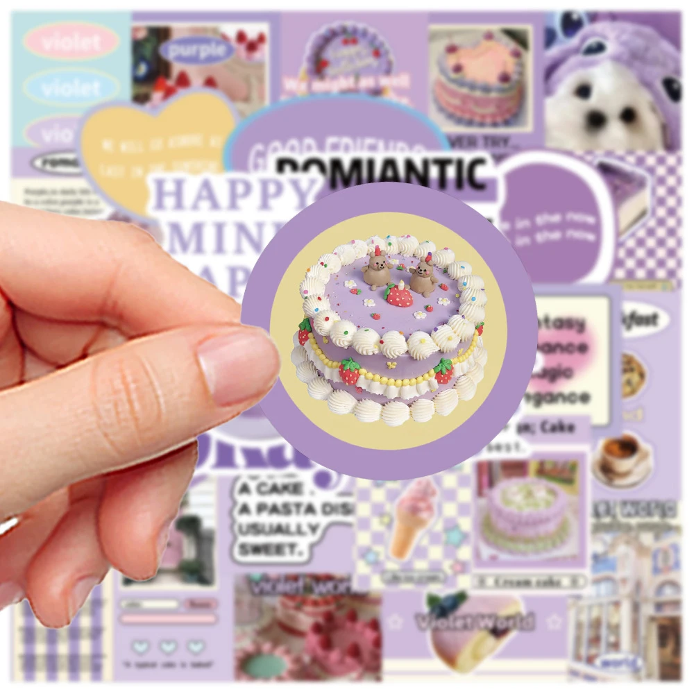 30 stücke Nette INS Stil Lila Party Label Aufkleber Cartoon Ästhetische Graffiti Aufkleber Sammelalbum Koffer Telefon Dekoration Aufkleber