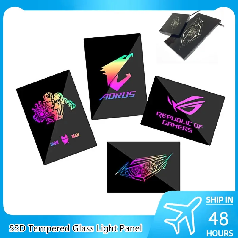 

Tempered Glass Light Board,RGB Nameplate ROG SSD MSI Backplate Cover,Customeized Gamers Cabinet Light Panel AURA SYNC