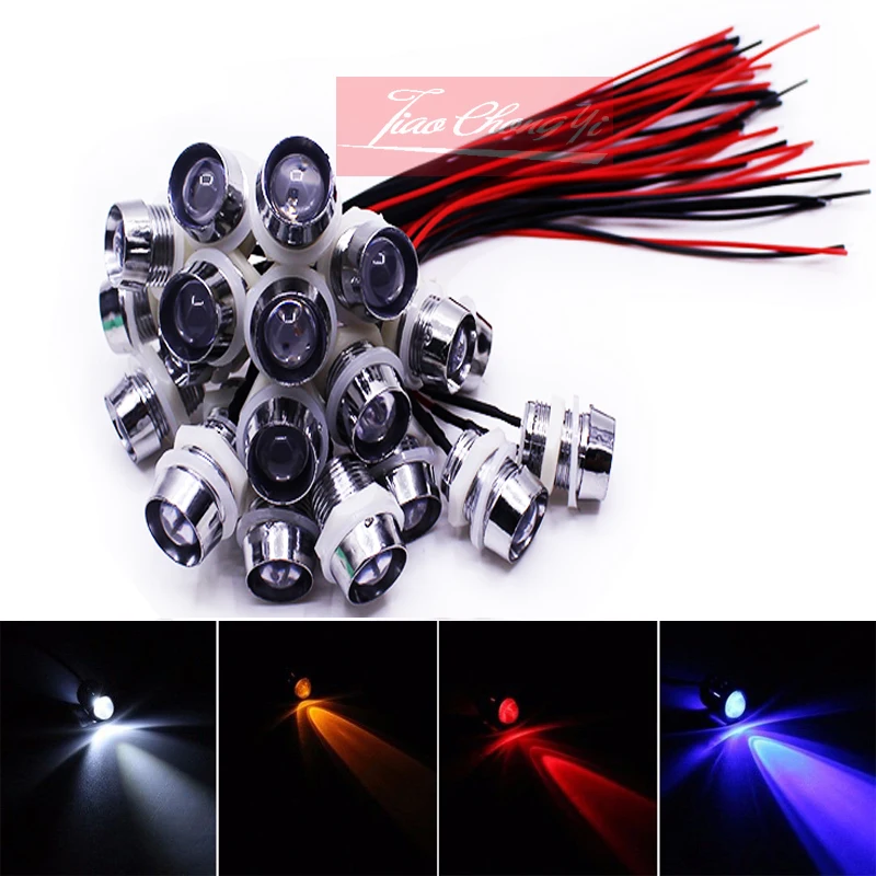 10Pcs DC5V-12V F10mm Car Boat LED with  Metal Holder 10R  Red Blue Green Yellow Pink color PreWired