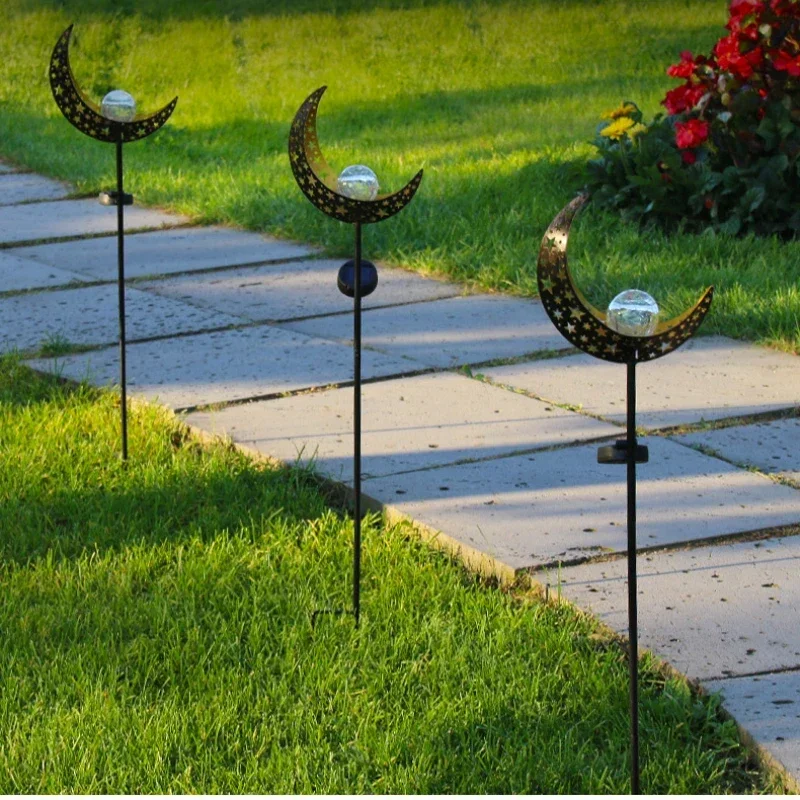 Solar-Powered Decorative Stake with Moon and Stars Shape for Outdoor Garden