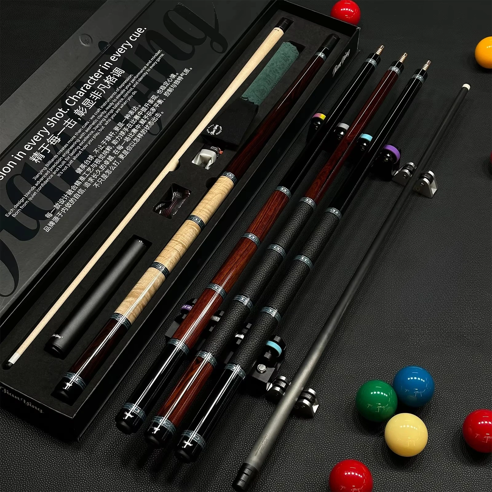 Aero Series-CQ Pool Cue Maple Wood Cocobolo Three-Layer Composite Sleeve Carbon Fiber Shaft and Maple Wood Shaft