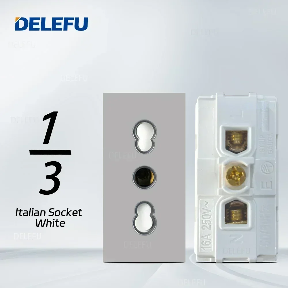 DELEFU Italian, EU, Multi-functional Free Combination USB Type C Wall Socket DIY Grey