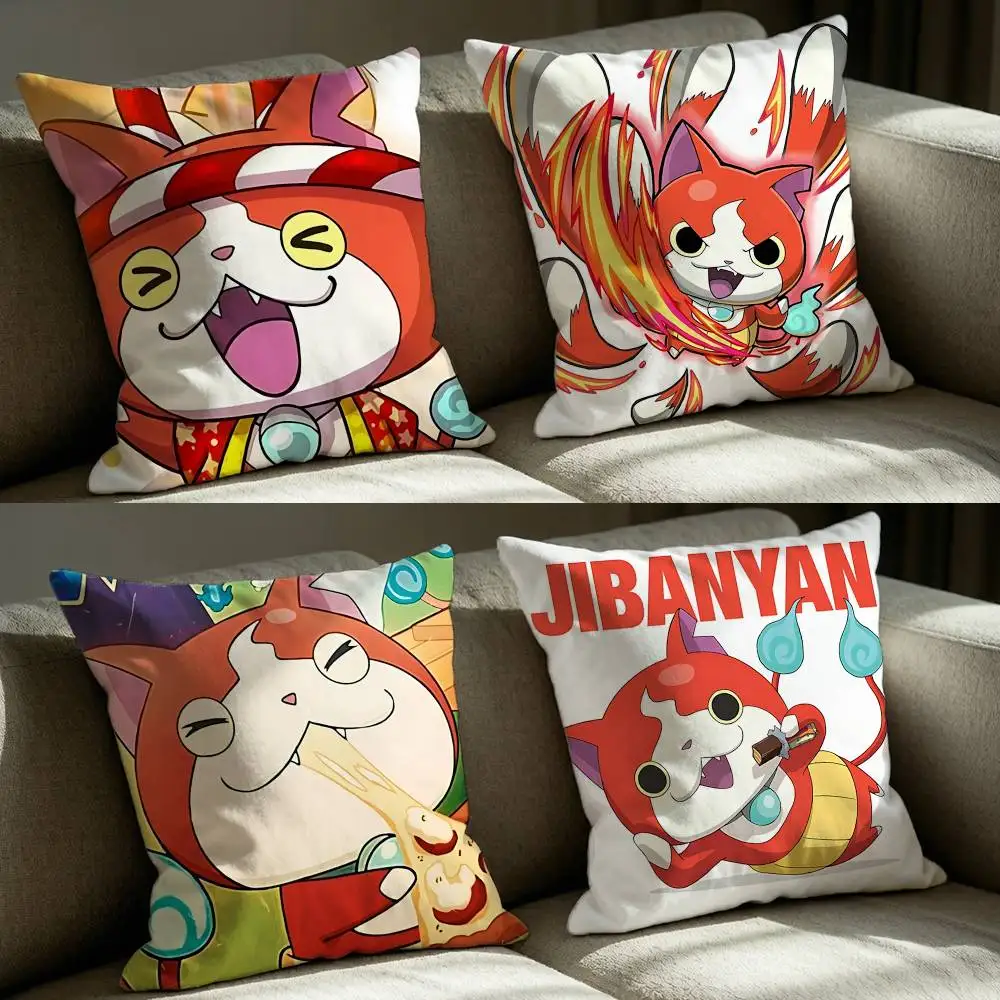 Jibanyan Anime Yo-kai Watch  Square Sofa Pillow Cover Solid Color Living Room Home Decor Cushion Case