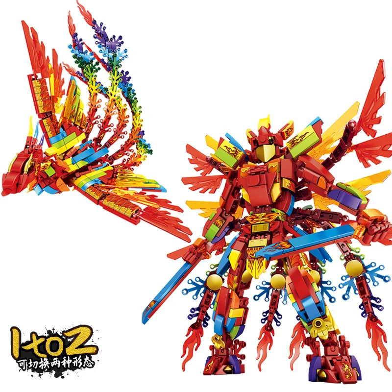 النينجا الأسطوري الأحمر فينيكس ميتشا اللبنات مجموعة للأطفال ، درع الروبوت ، التنين الأخضر ، عمل الشكل ، الطوب ، DIY بها بنفسك ، Moc لعبة ، 1in 2 نموذج