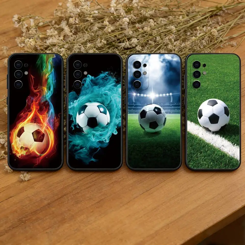 Soccer Ball Phone Case For Samsung S25,S24,S21,S22,S23,S30,Ultra,S20,Plus,Fe,Lite,Note,10,Black Cover