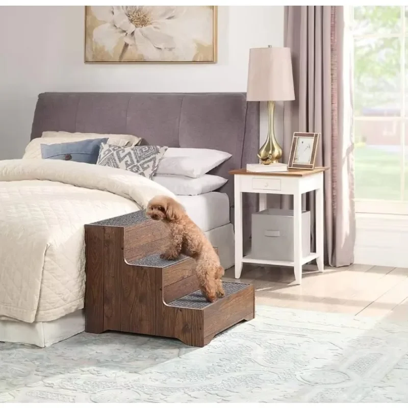 Small dog cat wooden pet stairs non-slip durable pet steps natural wood ramp sofa bed accessories home decoration