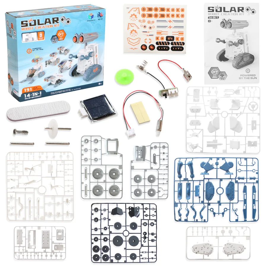 

14 In 1 Children's Puzzle Electric Solar Robot Diy Assembled Solar Robot Self-Loading Building Blocks Toy Stem Educational Toys