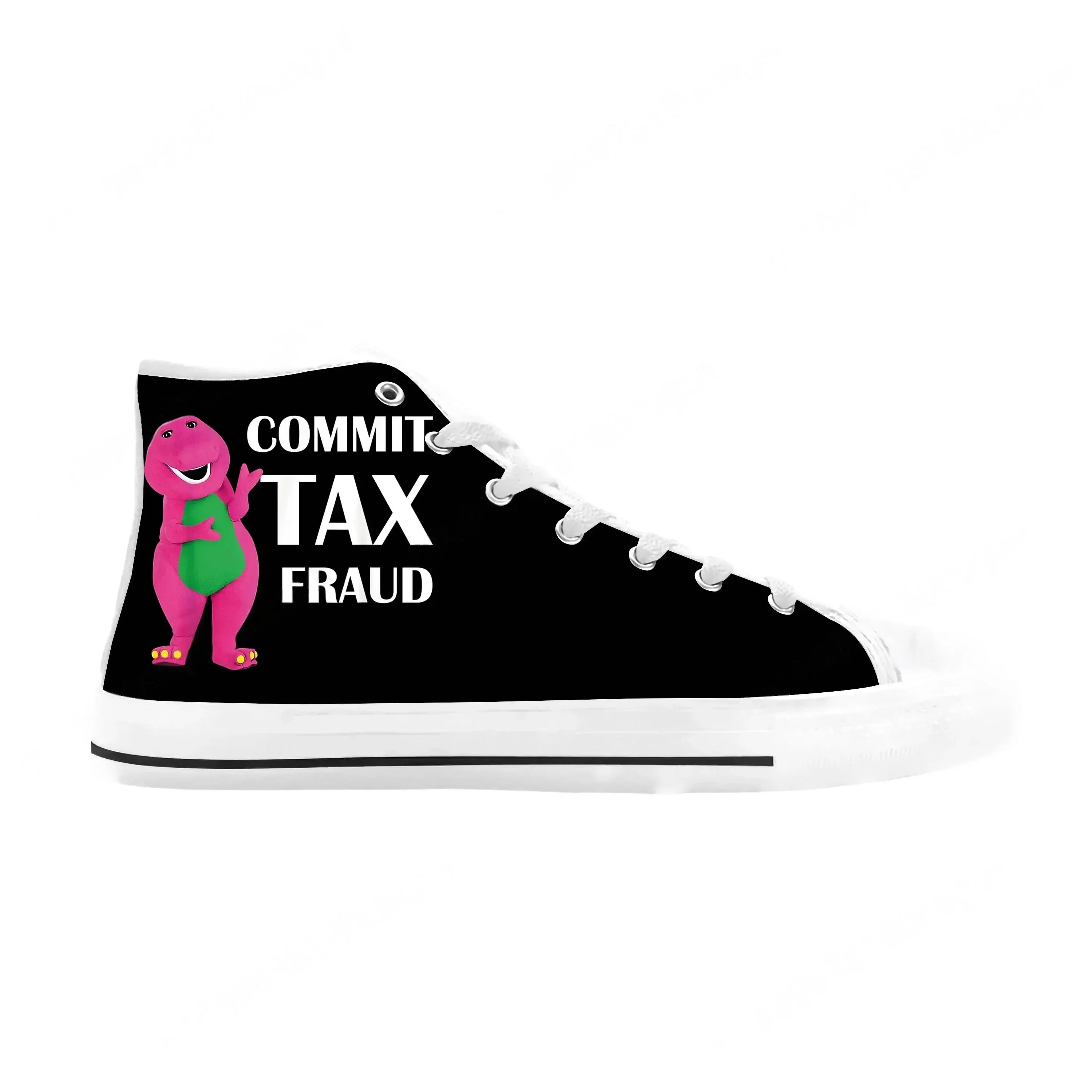 Hot Commit Tax Fraud Dinosaur Anime Cartoon Manga Casual Cloth Shoes High Top Comfortable Breathable 3D Print Men Women Sneakers