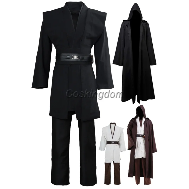 아나킨 오비완 코스프레 판타지아 영화 우주 전투 제다이 코스튬 망토, 성인 남성 판타지, 남성 할로윈 카니발 파티 옷
