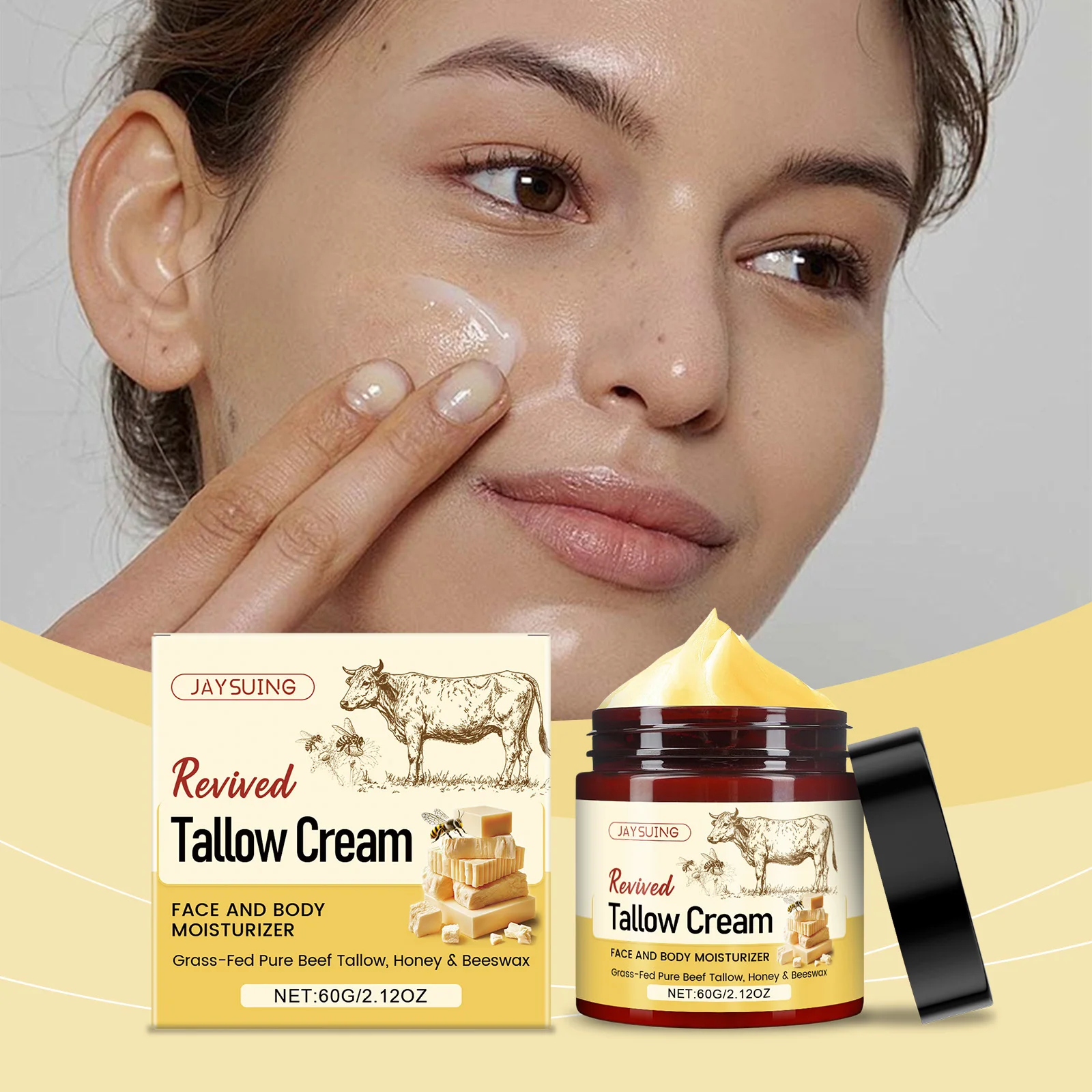 

Tallow Honey Skin Moisturizing Cream Antioxidant Improve Skin Condition Repair Skin Barrier Massage Body Nourishment Body Lotion