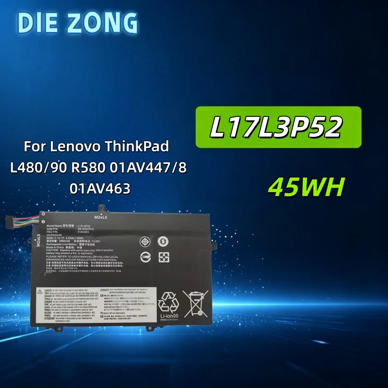 L17L3P52 11.1V 01AV463 L17L3P52 Laptop Battery for Lenovo ThinkPad L14 L15 Gen 2 L480 L490 L580 L590 High‑Performance