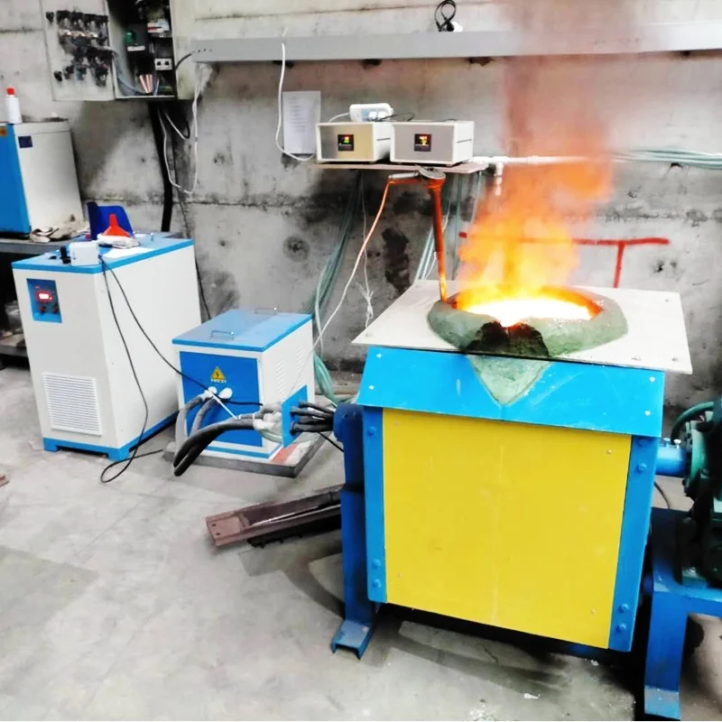 Medium Small Copper Furnace, Medium Frequency Induction Heating Equipment, Hand Cranked Tilting Furnace For Melting Iron And