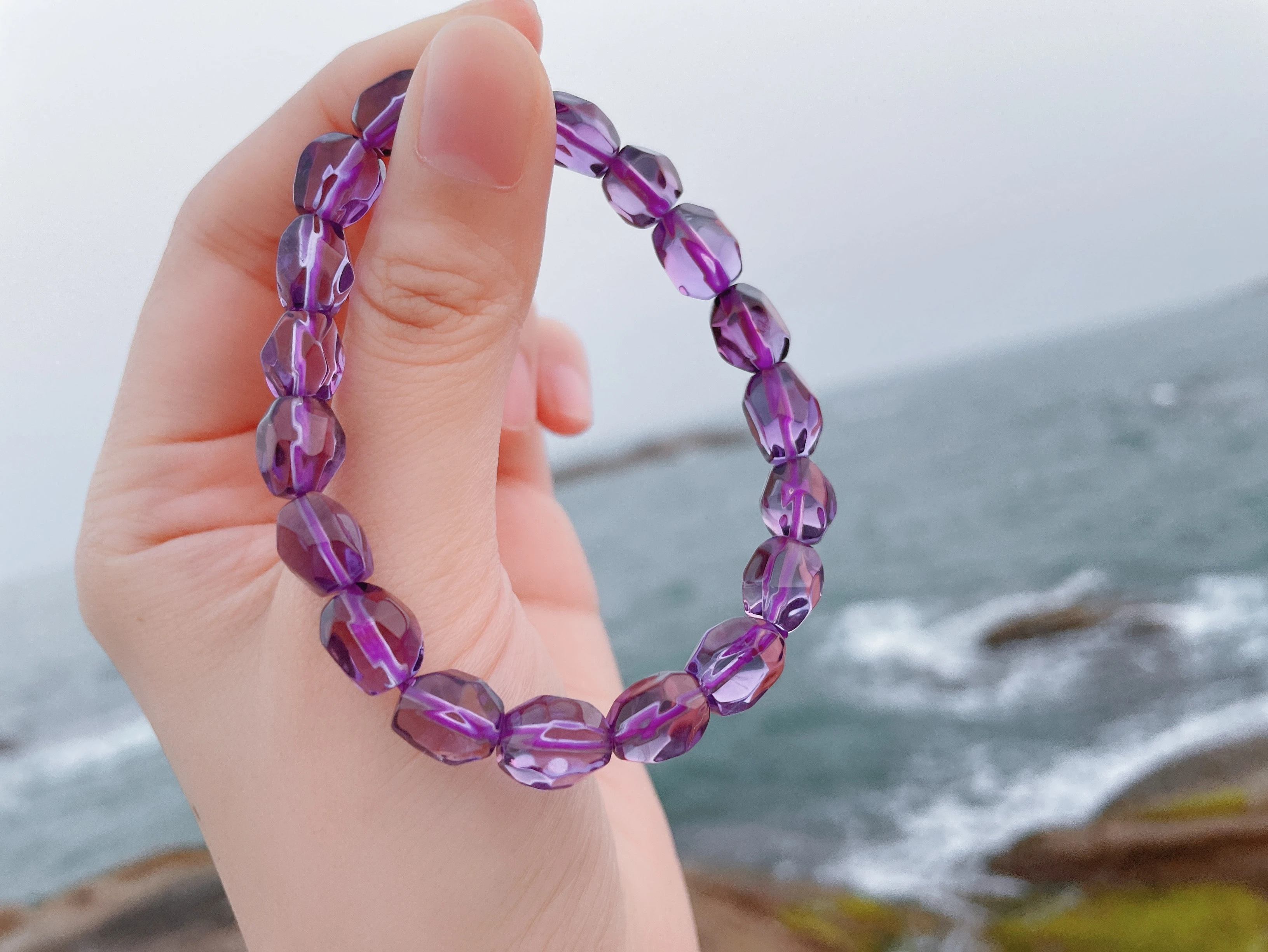 Natural Lavender Purple Amethyst Quartz Bracelet Clear Barrel 11x8mm Crystal Amethyst Cut Beads Women Men Jewelry AAAAA