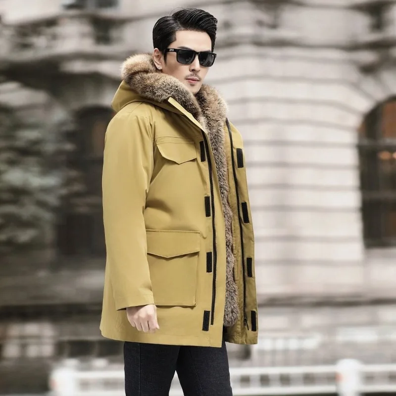 Men's Imitation Fox Hair Liner Removable Coat  Fur Jacket Fur Integrated Winter Cotton Clothes Winter Pure Color Pie Overcome