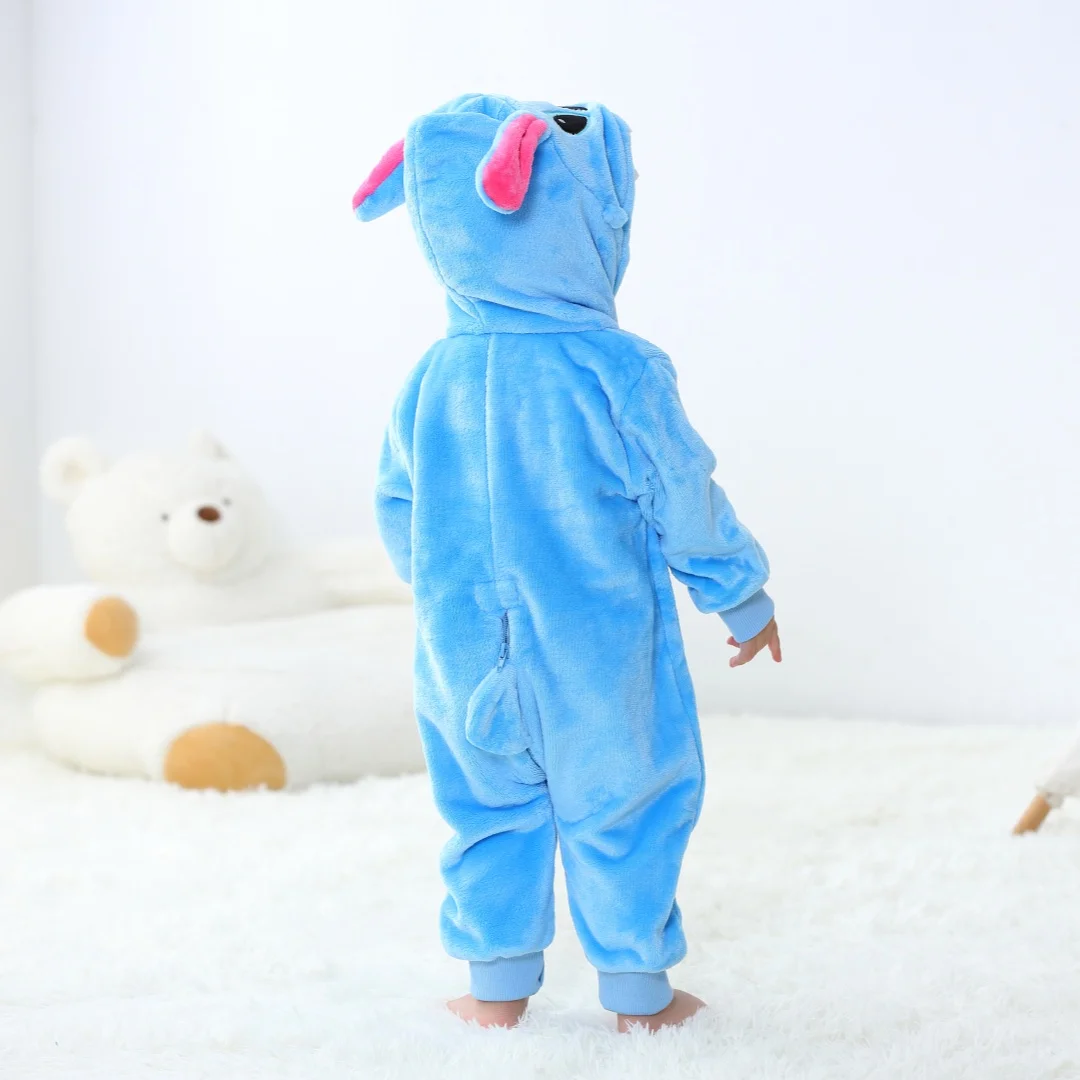 Baby Kigurumi Stitch Cartoon Romper niemowlę dzieci kombinezon ze zwierzętami Halloween boże narodzenie dziewczyny chłopcy Anime Cosplay piżamy