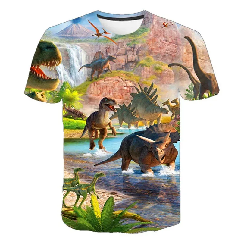 Summer Trend 3D Dinosaur Clothing O-neck Short Sleeve Jurassic World Pattern T-Shirt Daily Casual Extra large Men Clothing